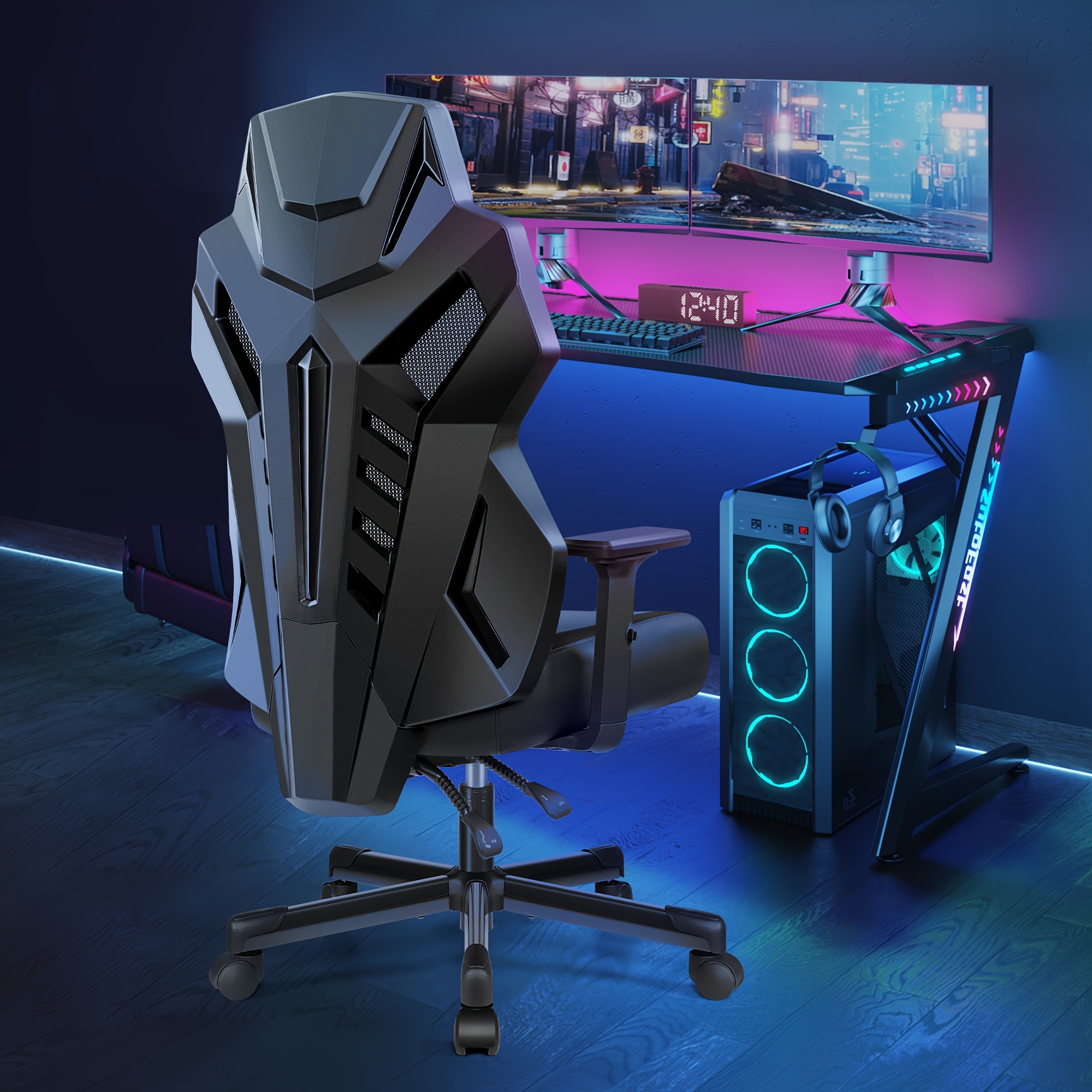 

Ergonomic Gaming Chair, Racing Style Pu Leather , Adjustable Backrest Swivel Ergonomic Gamer Chair With Lumbar Support