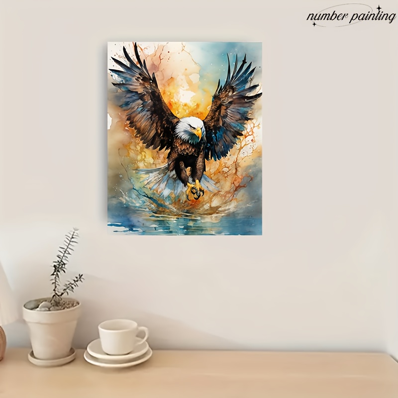 

Diy Oil Painting By Number Kit, Eagle Design, 19.7x15.7 Inches Canvas, Acrylic Paints & Brushes Included, Art Decor,