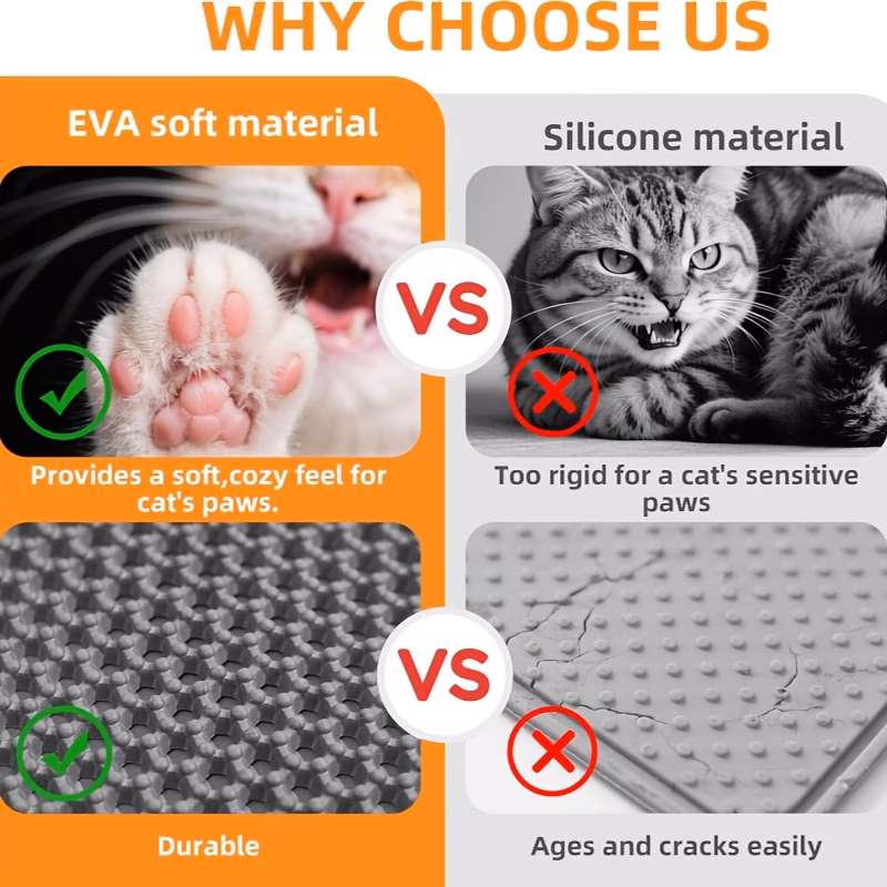 cat litter trapping mat double layer honeycomb design mat with large aperture for litter recycling urine proof litter box mat multi size full coverage pad khaki green Product details 1