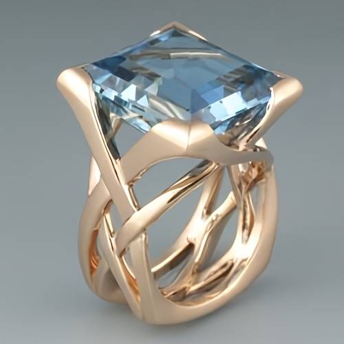 item picture 4 claw inlay blue synthetic zirconia rings for women banquet wedding rings jewelry anniversary ring gift
