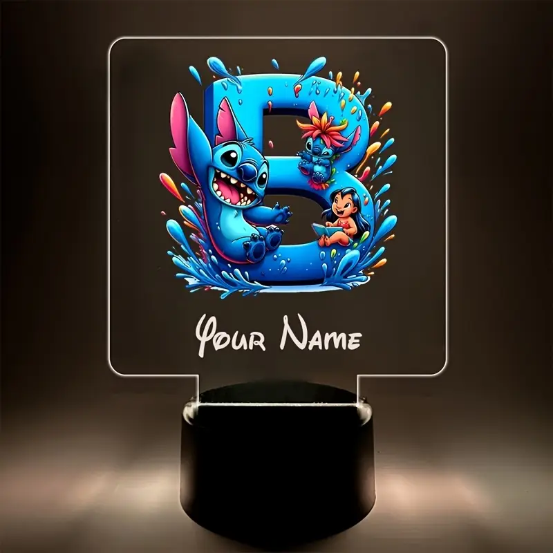 a personalized acrylic night light featuring a cartoon design of disneys and with customizable with a name color changing led table lamp for usb or batteries a usb cable batteries not included suitable for decorating bedrooms living rooms and other spaces Product details 7