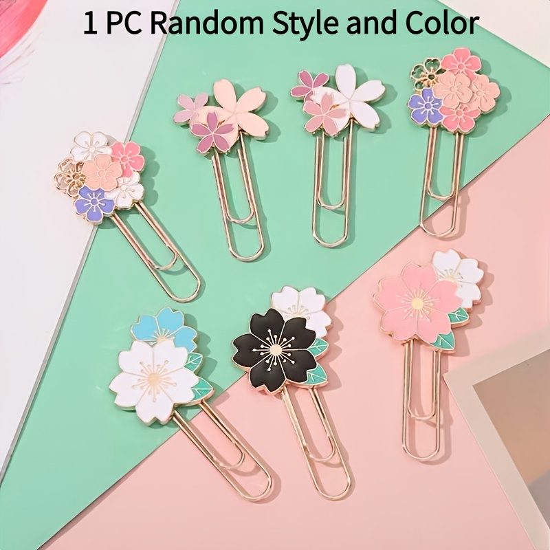1pc Random Pattern Creative Metal Bookmark, Exquisite Cherry Paperclip Book Clip, Stylish And Beautiful Bookmark That Everyone