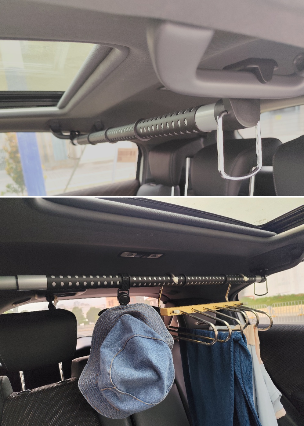 Car drying rod trunk drying rack Trunk hanger rod Camping drying rack laundry rack Vehicle rod holder telescope car fix rods, Drying Racks