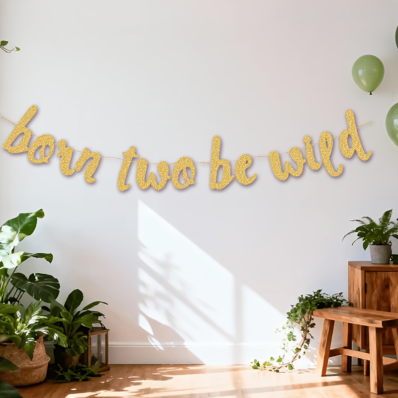 Born Wild Banner, Jungle 2nd Birthday Party Decorations, 2 Wild Birthday Photo Props Supplies