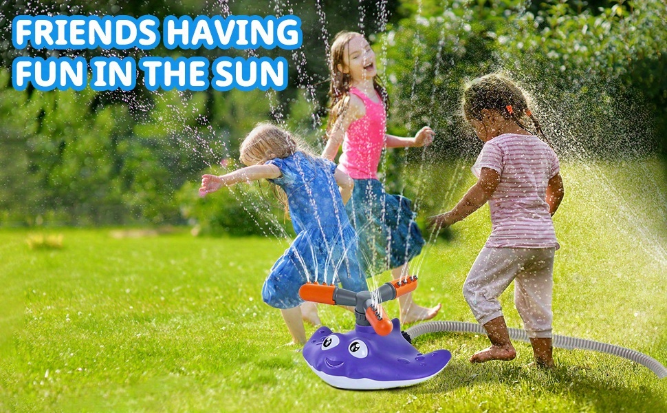 4-in-1 Water Sprinkler Baseball & Rocket Launcher For Kids, Outdoor Summer Water Toys With 3 Jets, 360° Rotating Sprinkler, 3 Rockets, Outside Backyard Lawn Pool Party Games For Boys Girls