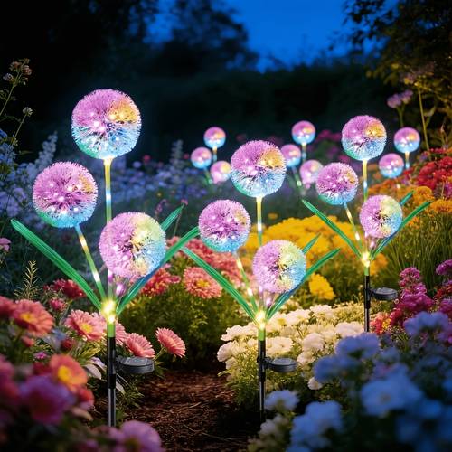 3 pack solar dandelion simulation lights ip65 courtyard garden decorative lights outdoor lawn landscape lights colorful solar dandelion lights automatically turns on from dusk to dawn suitable for outdoor use courtyard decorative
