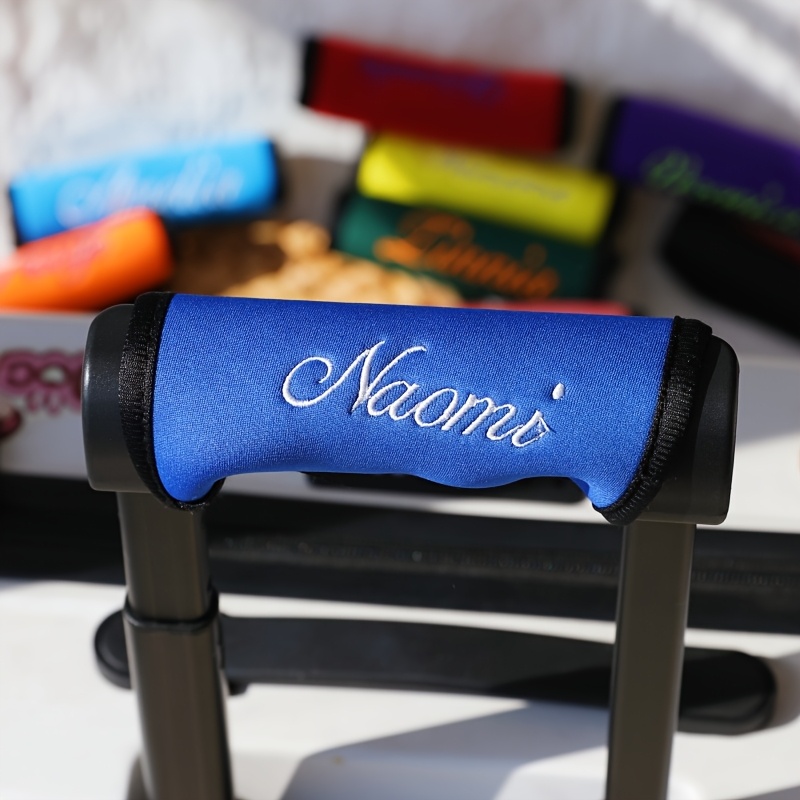 TEMU Custom Embroidered Luggage Handle Cover - , Reusable, Ideal For Suitcases, Travel Bags, Backpacks, And Travel Gear. Personalized Text, Durable