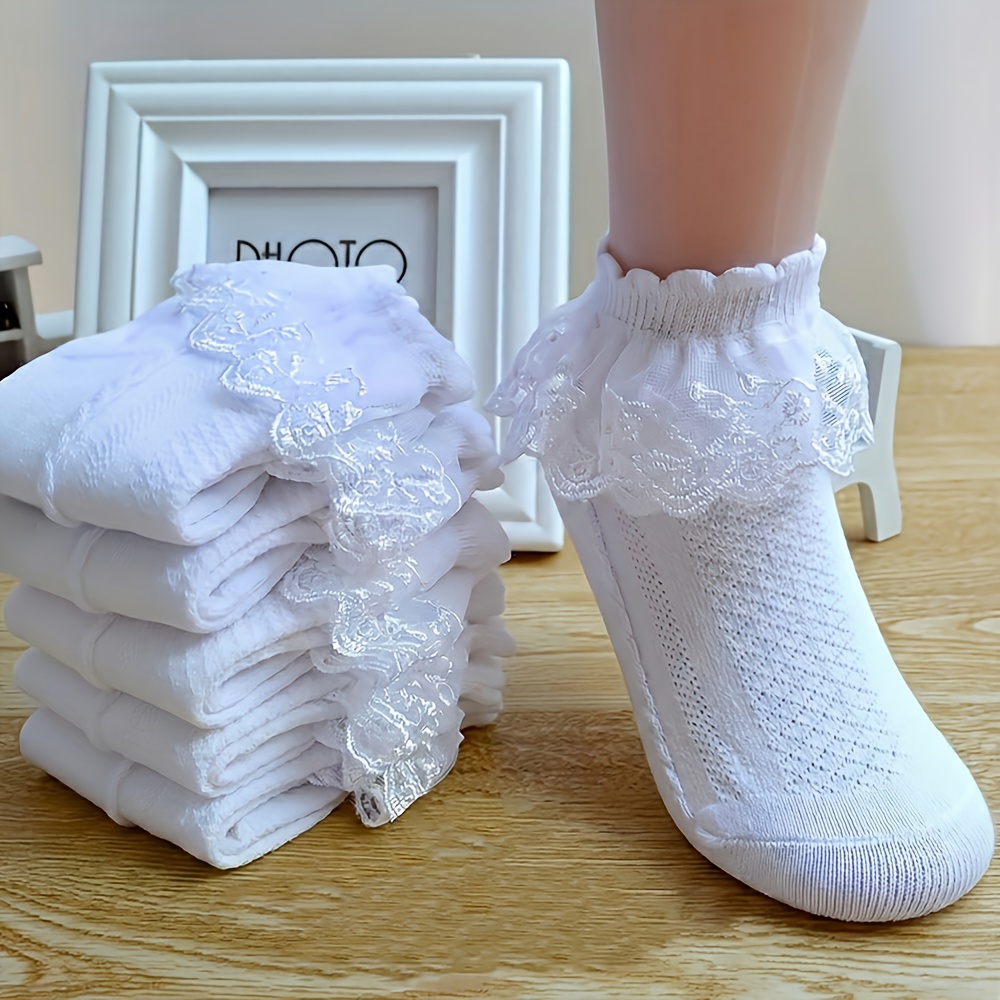 3 pairs cute baby girl lace socks kawaii princess ruffle ankle socks sweet soft breathable toddler socks   fashion gift for kids