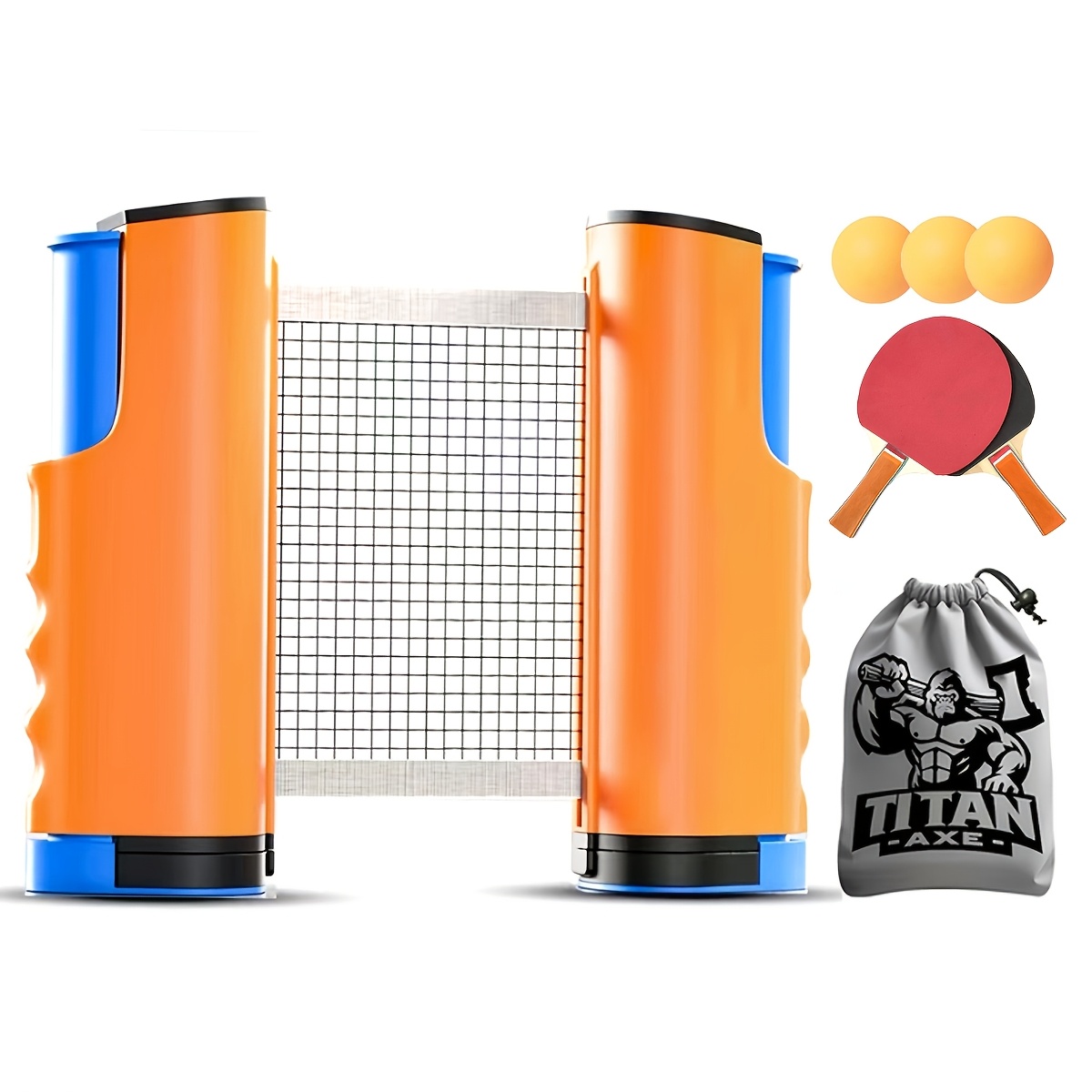 

1 Set Portable Table Tennis Training Kit, Adjustable Net, 2 Paddles, 3 Balls, Drawstring Storage Bag - Pvc Material, Indoor & Outdoor Pong Set, Ideal For Christmas & Halloween Gifts