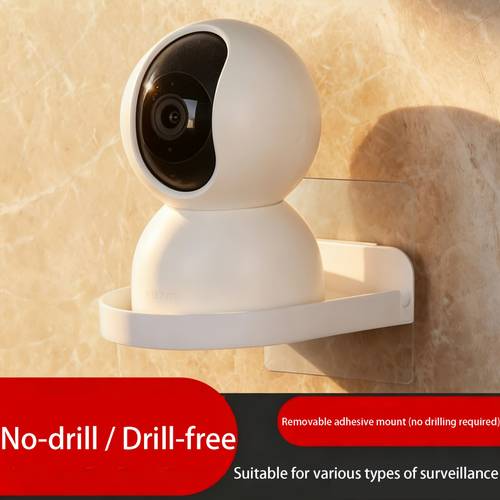 item picture 1pc no drill security camera shelf bracket wall and ceiling mount universal indoor surveillance camera holder multi type compatible home camera display stand