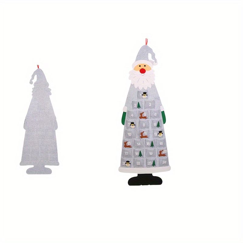 TEMU Felt Santa Claus Christmas Advent Calendar Tree, Wall Hanging Countdown Decor With Pockets, Festive Holiday Non-lit Decoration - Christmas