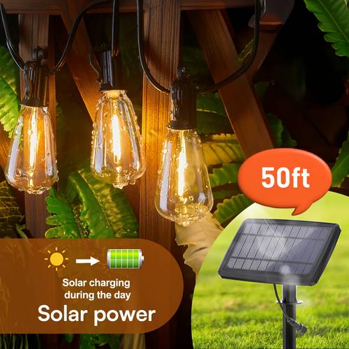 50 100 ft solar outdoor string light usb rechargeable patio rope light 2700k warm white weather resistant material 12 1 24 1 breakproof st38 for patio backyard porch outdoor pool
