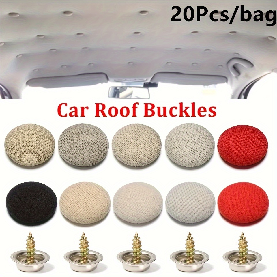 

20pcs Vehicle Roof Repair Buckles - Textile Material Fixing Clips With Screw Caps, Universal Interior Ceiling Cloth Retainer Fasteners For Auto Accessories