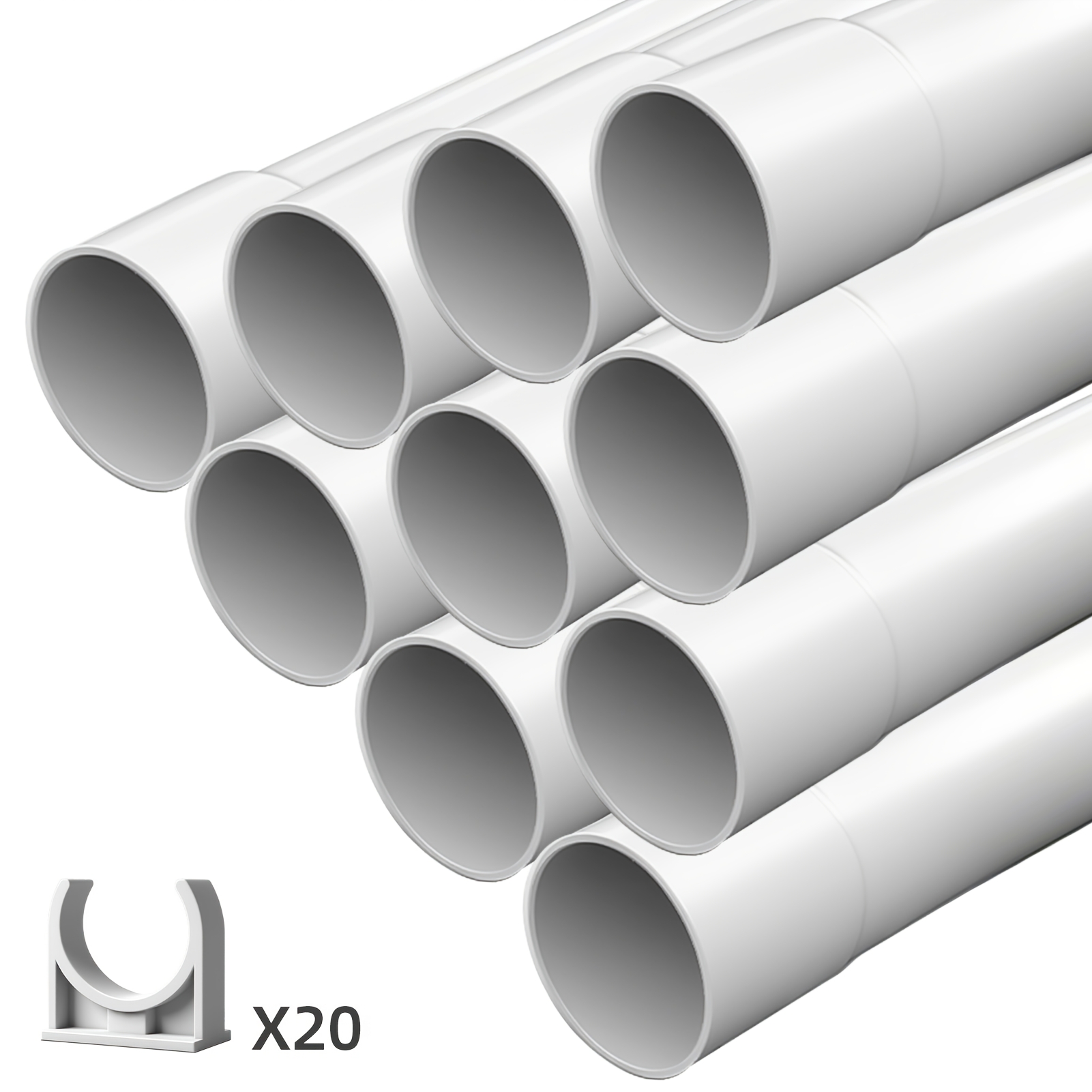 32mm Pvc Conduit With 10m Length - White Plastic Pipe For Electrical And Plumbing Applications, Secure Clamp For , Electrical Wiring Additions, Sleek , Durable Construction