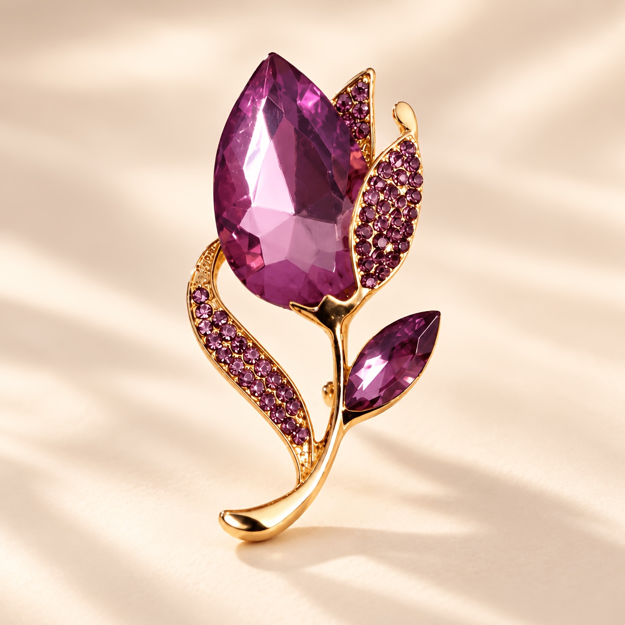 TEMU 1pc Elegant Purple Tulip Brooch Pin - Enamel Flower Suitable For Dress, Suit, Scarf, Shawl,, Hat | Luxury Suitable For Sweater, Blazer, Formal
