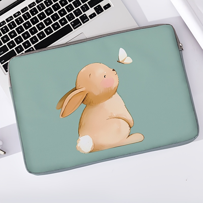 Cute Pastel Mint Green Laptop Sleeve with Zipper Closure Soft Fabric  14-Inch Tablet Notebook Computer Cover, Scratch-Resistant Case for Women  &,