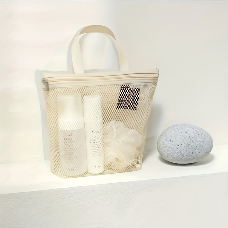 TEMU 【商品名】ハンドバッグ メッシュ バスバッグ ジムバッグ 小物収納バッグ 旅行用 携帯用 トイレタリーバッグ