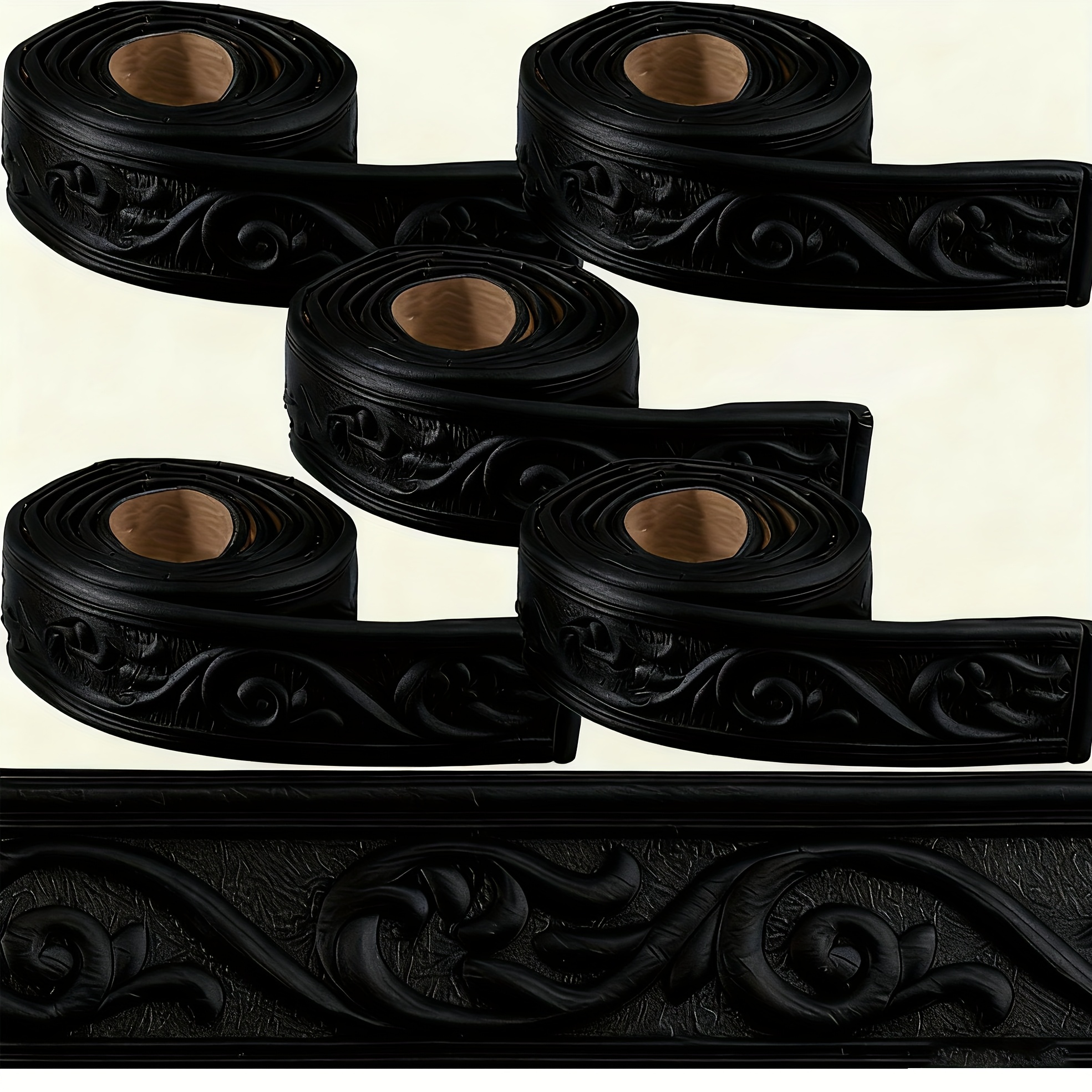 Image of 5 Rolls Of 3d Wall Decor, Crown-shaped Peel-and-stick Wall Stickers, 5.05cm Wide And 1150cm Long, Self-adhesive Baseboards, Decorative Wallpaper Borders, With Backing Adhesive For Wallpaper Borders