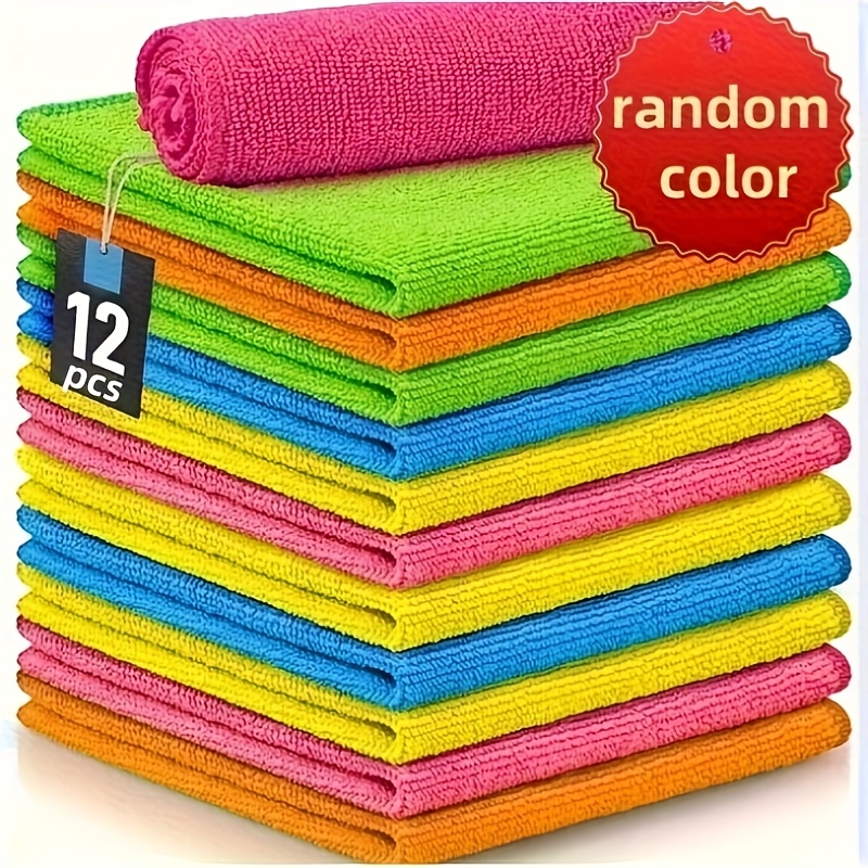 40pcs/20pcs/12pcs/ 4pcs of microfiber cleaning cloth 40pcs of cleaning rags for housekeeping, kitchen, car, reusable, 5 colors randomly mixed, unspecified color (green/blue/yellow/orange/pink)