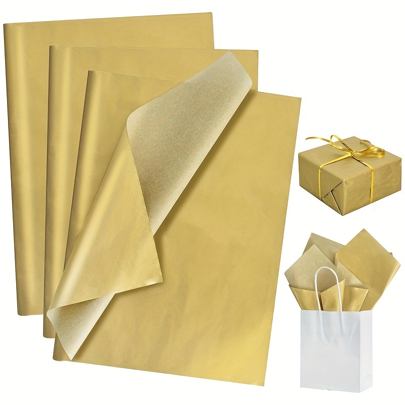 

Golden Crepe Tissue Paper Sheets, 50 Pack – 14x20 Inch For Gift Wrapping, Crafts, Birthdays, Holidays, New Year, Christmas, - Lightweight, Easy To Cut, Recyclable Paper Material