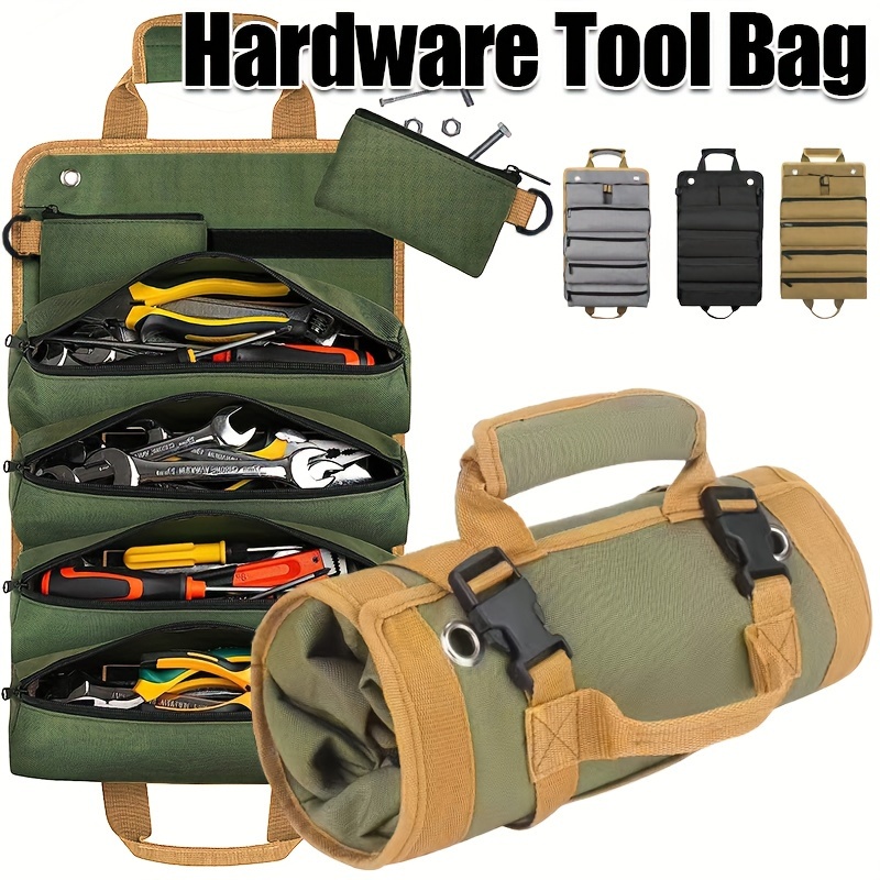  CIYODO Roll Tool Storage Container Tool Storage Case Tool  Carrier Bag Tool Bag Organizer Hanging Tool Carrier Tote Tool Hanging Bag  Hiking Tool Bags Car Wrap Case Car Tools Abs Mechanical 