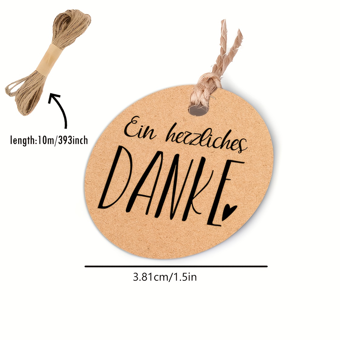 Image of 60pcs Ein Herzliches Danke Paper Thank You Tags With Heart Symbol | German Gracias, Ideal For Wedding, Baby Shower, Party Favor Decoration