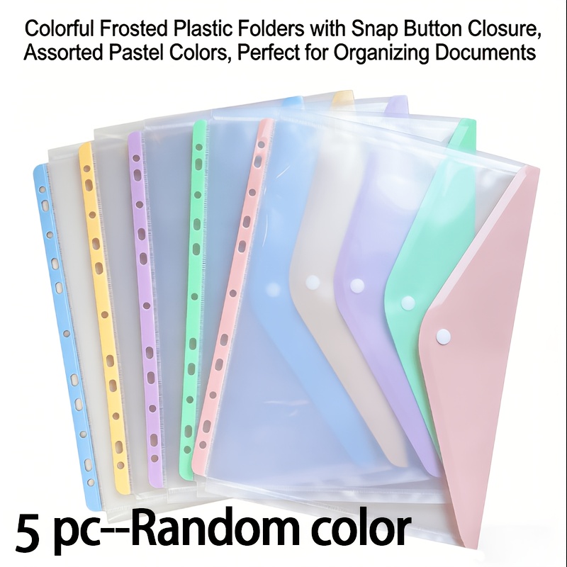 5-color A4 Large Capacity Expanding File Folder Organizer |random Color, Modern Material, Expandable Button And Label Pockets, Suitable For School, Home, Office, Attendance, Travel - Portable Design