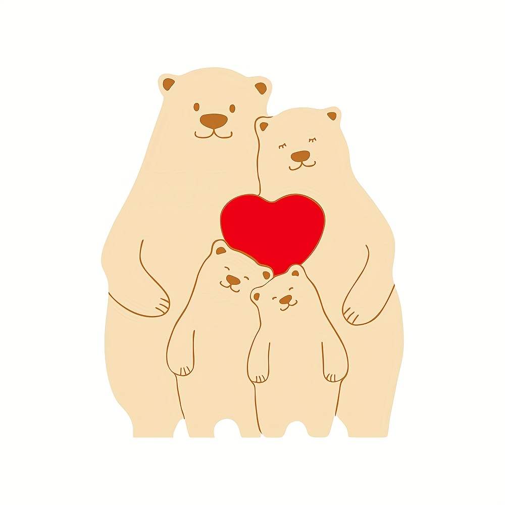 TEMU Personalized Bear Family Name Soft Magnet Fridge Magnets, Designed With A Warm Bear Family Theme, Serve As Family Keepsakes. Perfect For