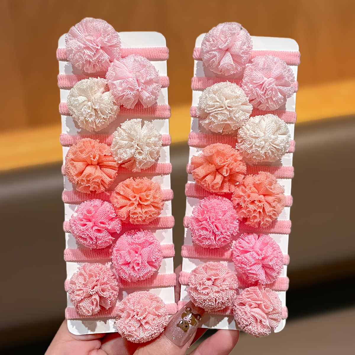 Image of 20/40pcs Colorful Ball Fluffy Sweet Cute Hair Ties Suitable For Daily And Hair Styling