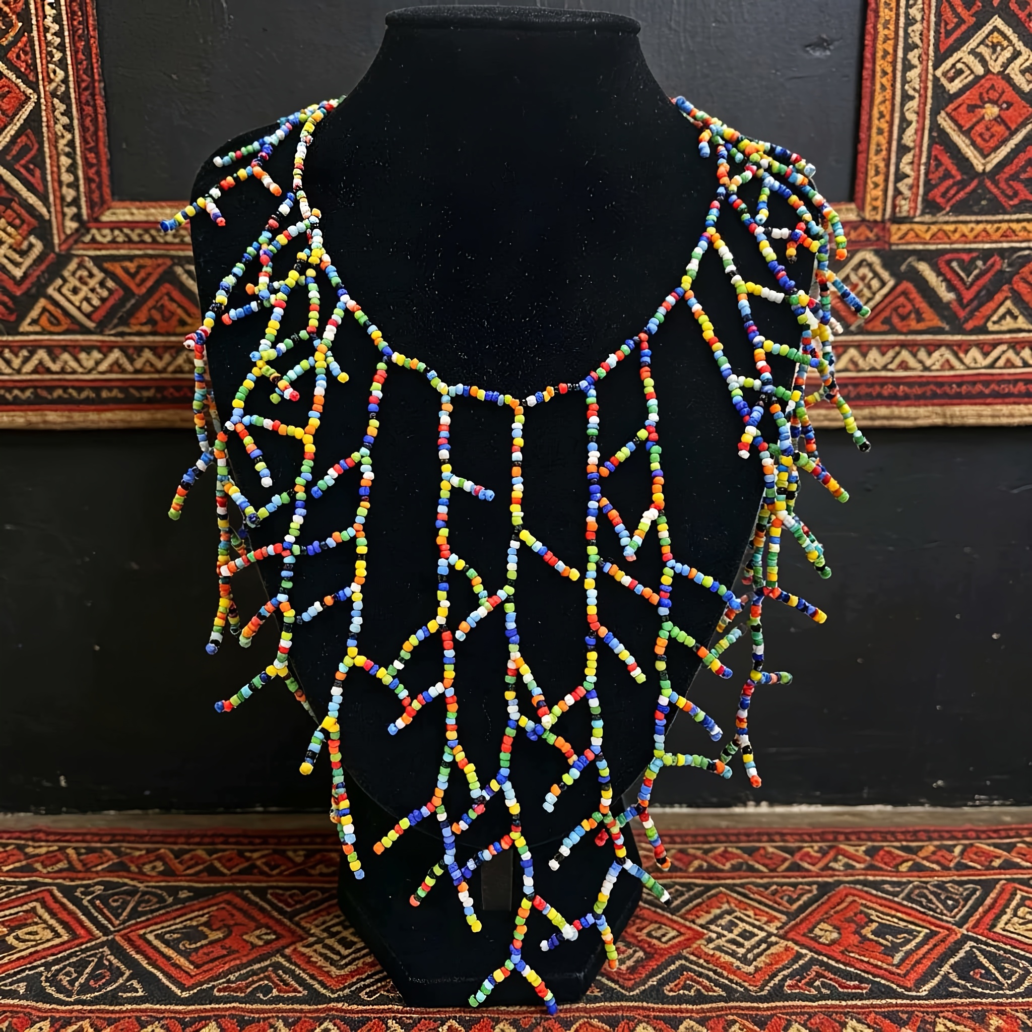 TEMU Bohemian Light Luxury Rice Bead Spliced Clavicle Chain, Handmade Niche Versatile Tree Branch Necklace, Suitable For Women', Party, And Banquet