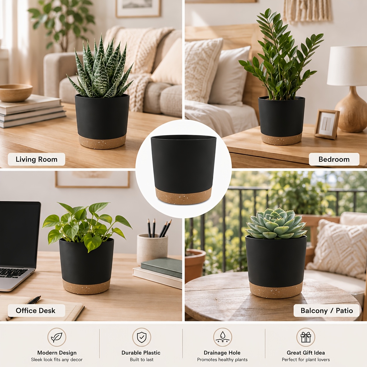 2pcs 6 5 inch flower pot set indoor plant pots drainage - Temu