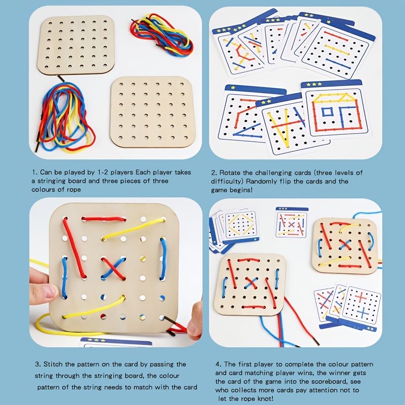 Children's Stringing Board Toy for Two Players, Competitive Game