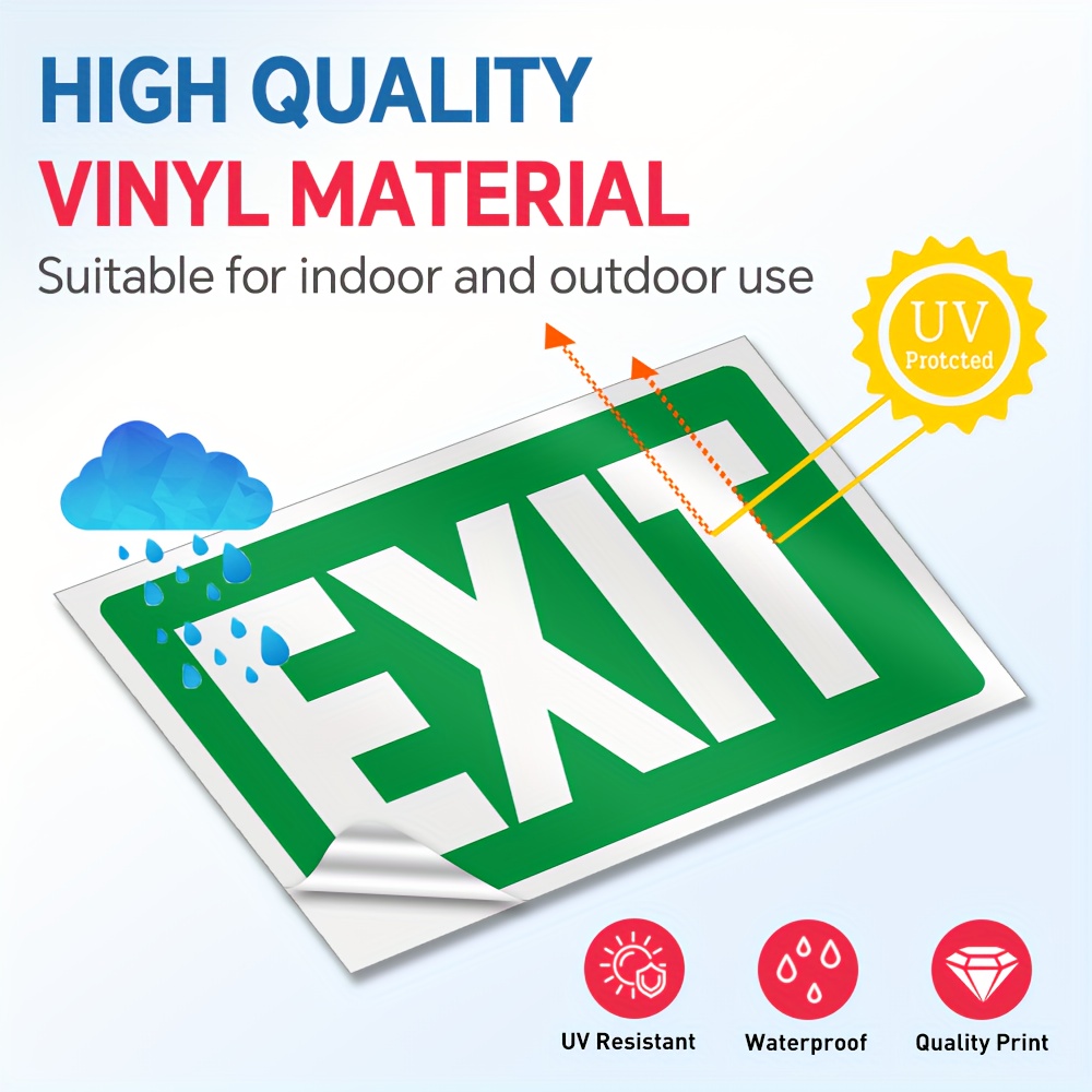 2pcs Exit Sign Stickers, High-Quality Self-Adhesive Vinyl Decals