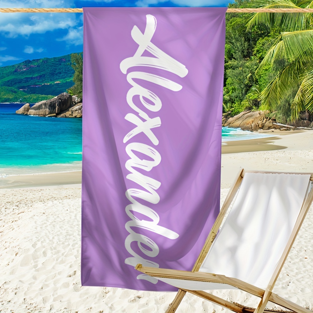 TEMU 1pc Of Personalized Beach Towel, Custom Beach Blanket Featuring A Name, And Fast-drying Bath Towel, Essential For The Beach, For Vacations