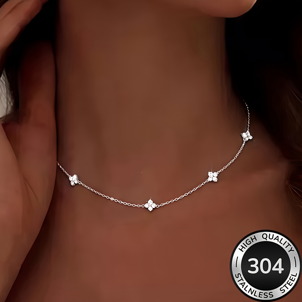 TEMU High-quality Stainless Steel Hypoallergenic Golden Necklace, Polished, Kc Golden Plated, Fade-resistant, Easy And Elegant, Suitable For Daily