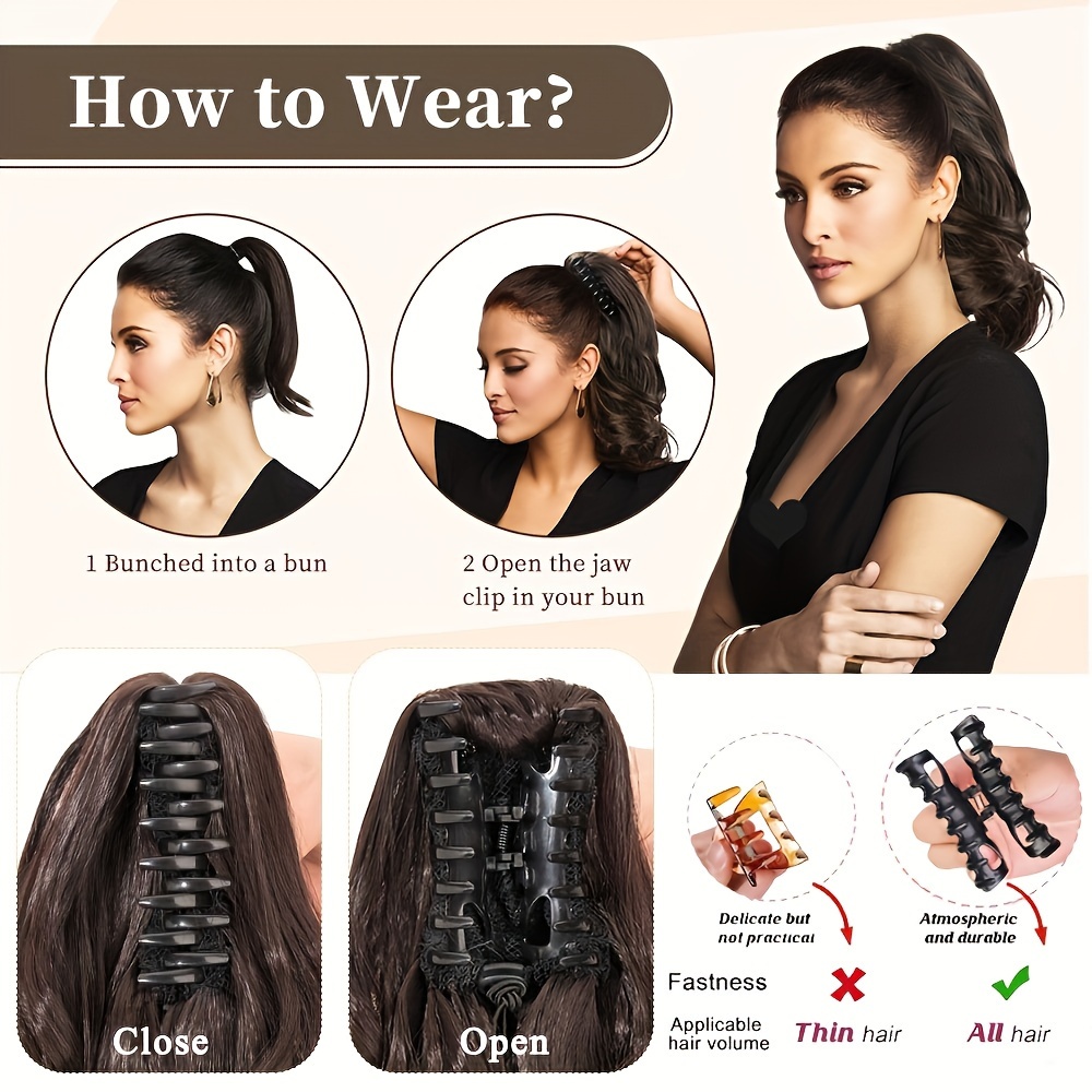 synthetic hair extension clip for ponytail with 14 inch short wavy curls for women details 9