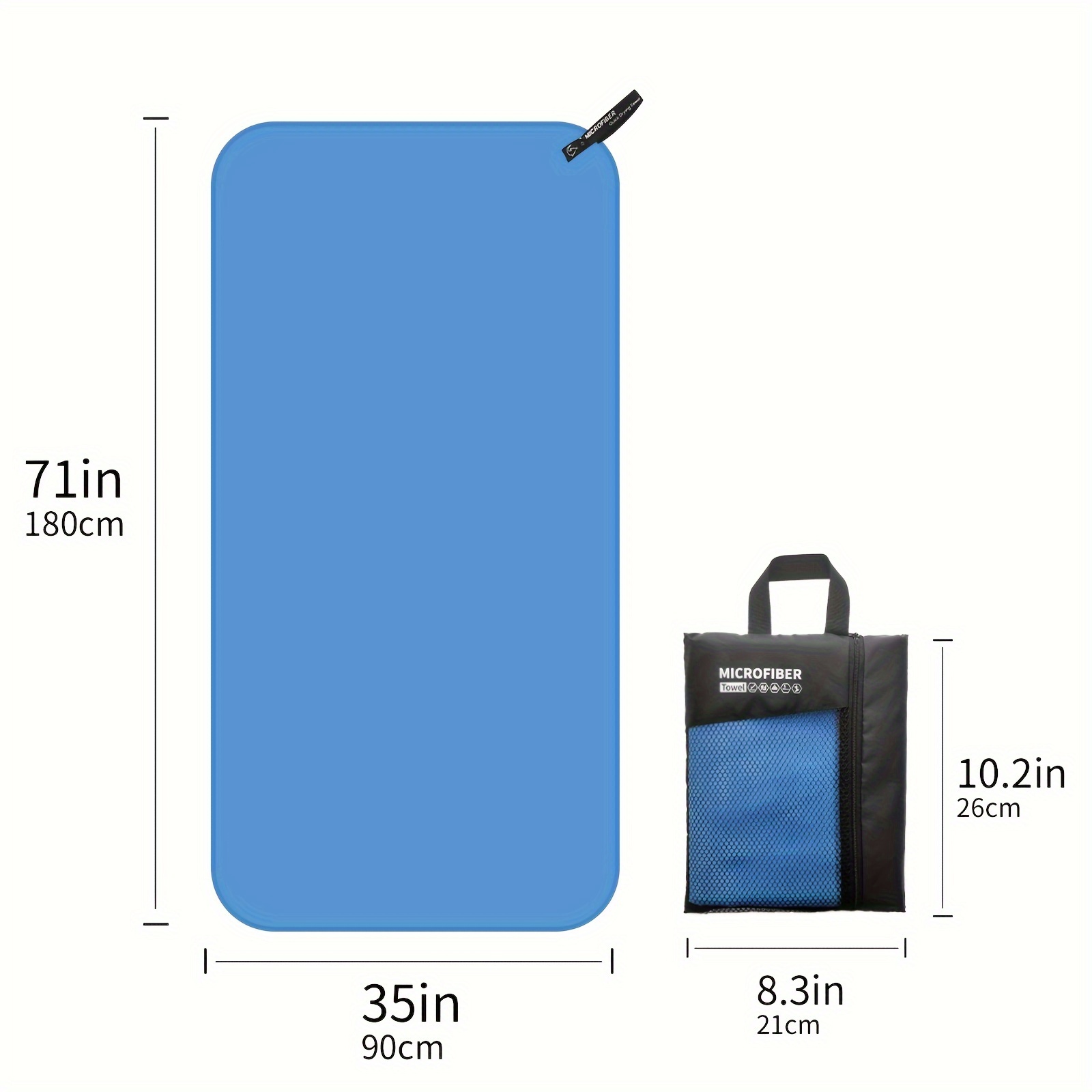 Image of Solid Mesh Pocket Quick Dry Towel Quick-drying Microfiber Towel For Men And Women - Lightweight And Absorbent, Perfect For Beach And Swimming - Fits All