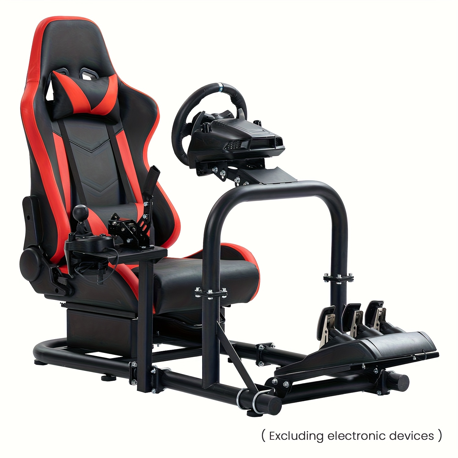 Image of Mokapit Racing Simulator Cockpit With Red Seat Compatible With Logitech/// R5 R9 R12 G29 , Stand, Without Wheel, Pedal And