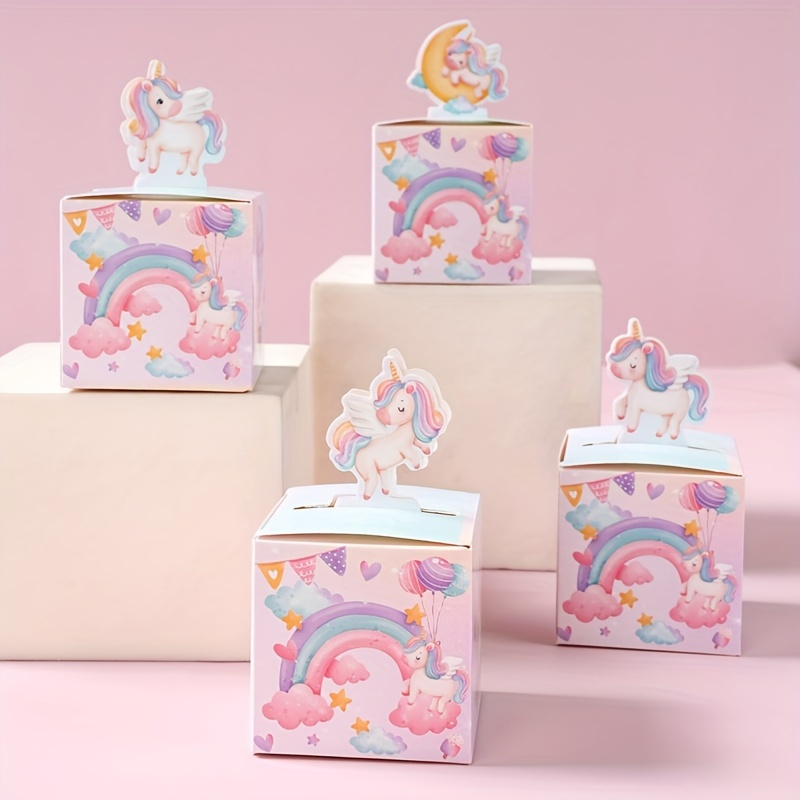 

24pcs Rainbow Unicorn 3d Candy Boxes - Birthday, Shower & Party Favors | Table Decorations & Gift Packaging