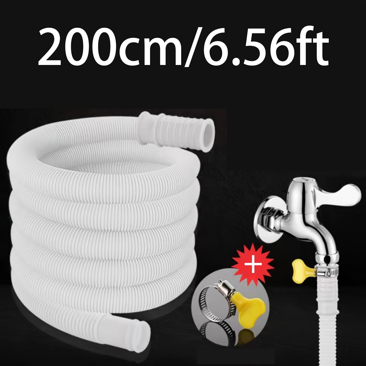 TEMU 1pc Universal Faucet Extension Tube, Thickened Retractable Hose, Washing Machine Sink Faucet Drain Extension Tool With Installation Clamp,