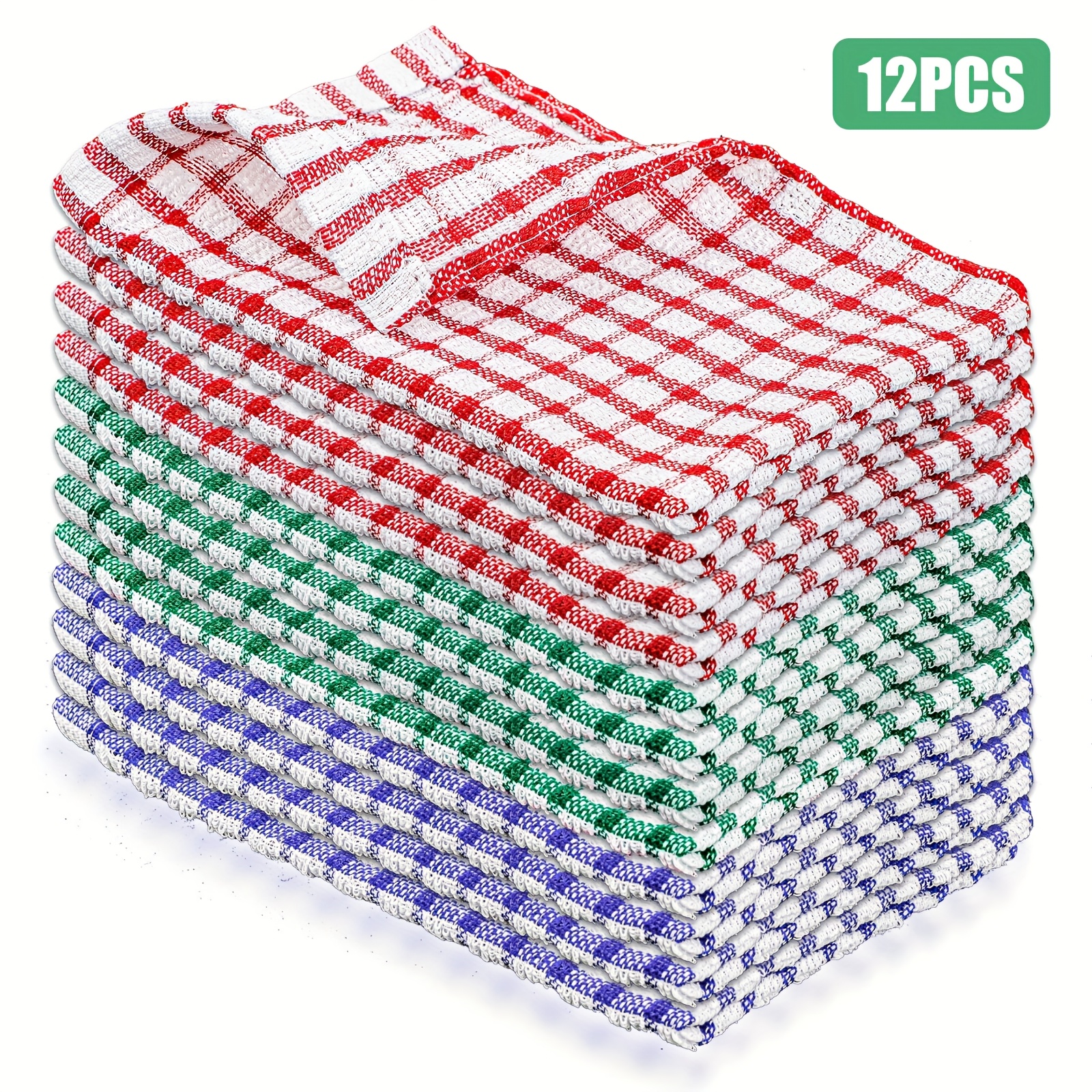 TEMU 12pcs Colorful Woven Cotton Dish Cloths - High Absorbency, Kitchen Towels For Dishes & Counters, Contemporary Style, Lightweight & Reusable, Everyday Use Or Special Occasions, Dish Towels