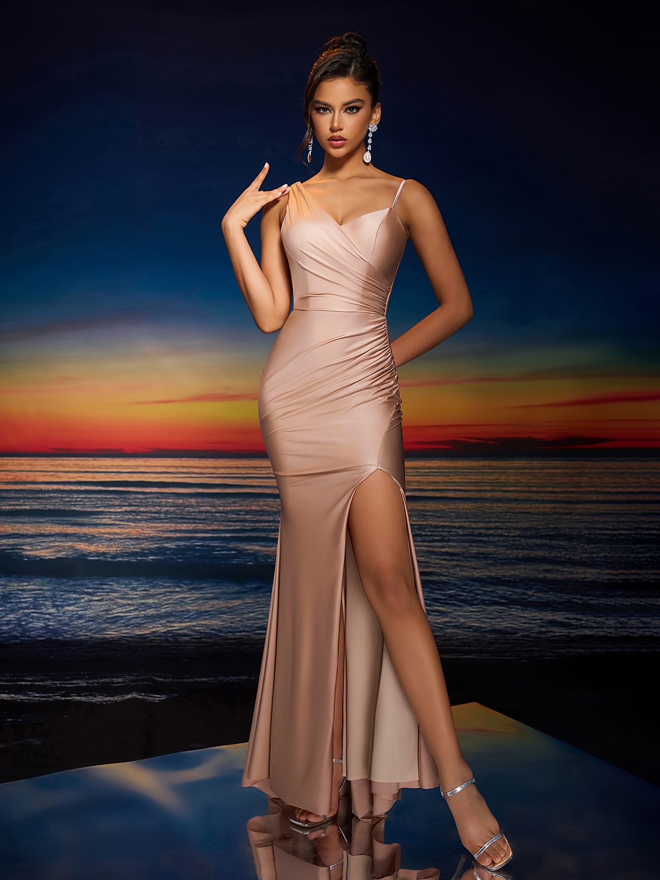 womens elegant solid color shoulder wrap backless drawstring - Temu