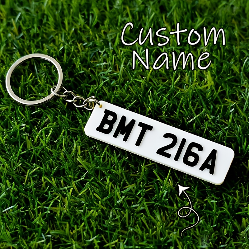 TEMU 2d Flat, 1 Customized License Plate Keychain, Personalized Name Car Registration Style Pendant, Driver Gift & Car Key Pendant, Perfect