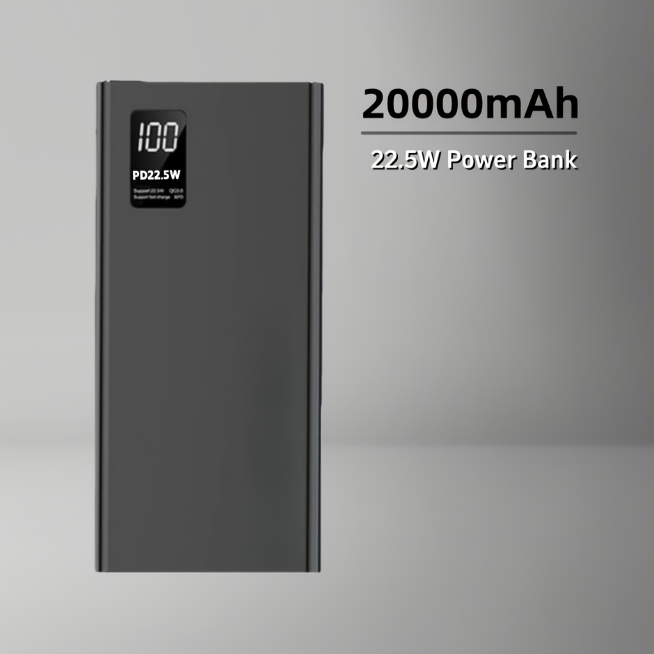 E-shop 20000mAh/10000mAh Mobile Powerbank mit Display, 22.5W Schnellladung PD20W Powerbank, Tragbares Ladegerät für Outdoor Reisen, Type-C Eingang+