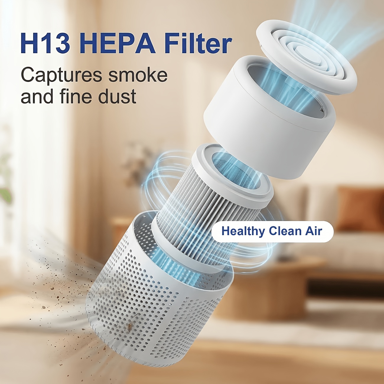 2026 New Model HEPA Negative Ion Desktop Air Purifier | Quiet Anti-Allergy Odor Eliminator | Effectively Removes Pet Dander, Cigarette Smoke, Pollen, Formaldehyde, and PM2.5 | Equipped with Type-C Port, Suitable for Bedrooms and Offices