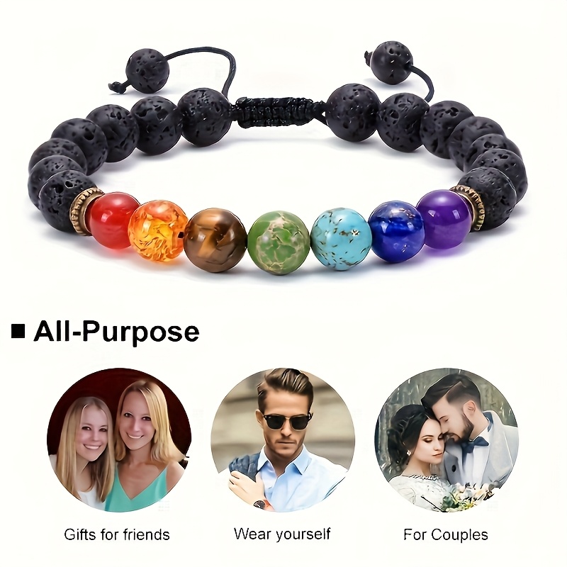 Adjustable Bohemian Stone Bead Bracelet Chakra Stones Balance & Relax
