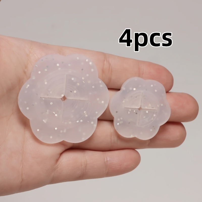 TEMU 4pcs Clothing Clip Set - Transparent Waist Cinchers For T-shirts And Dresses, Multi-functional Shirt Straps With Floral And Solid Color Designs,
