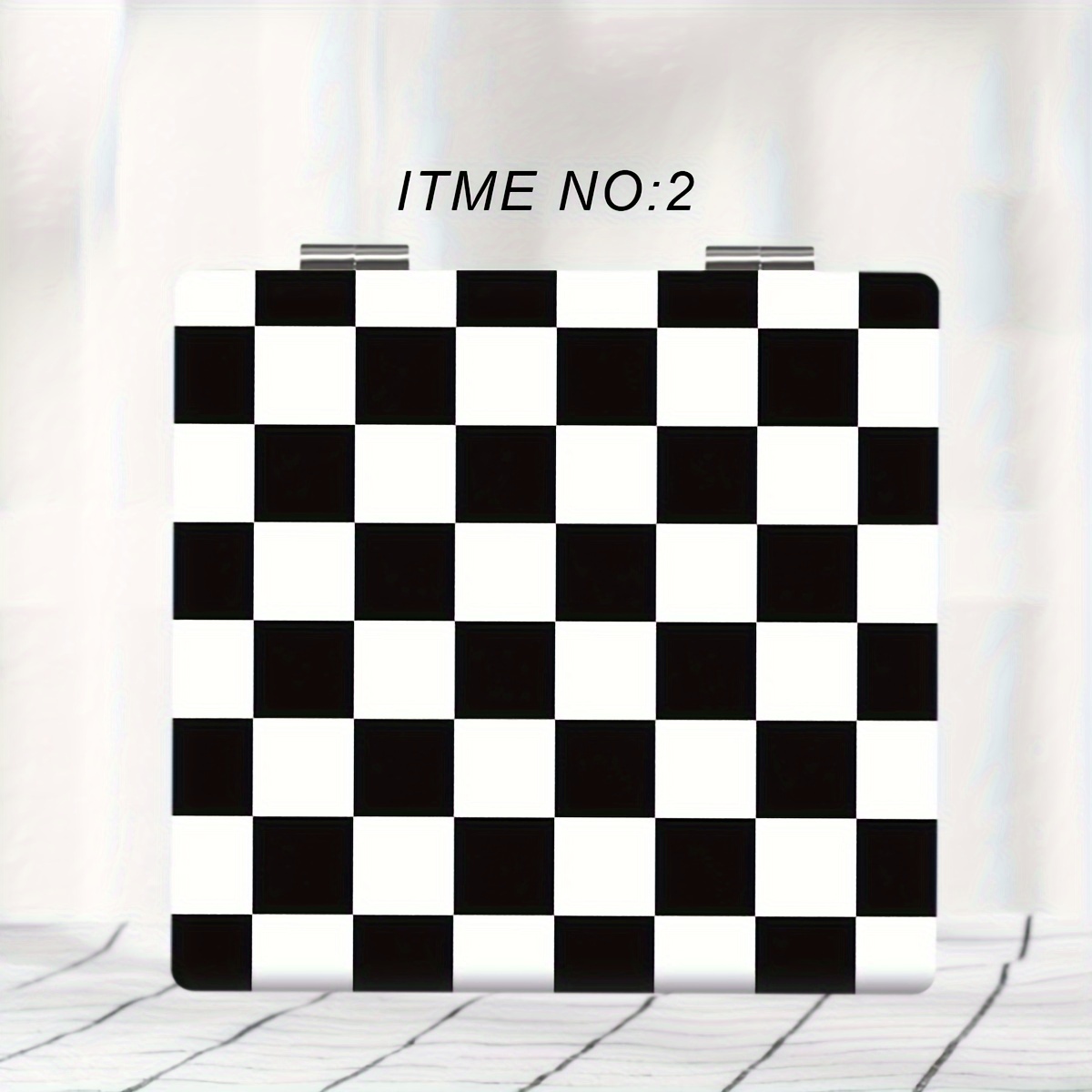 TEMU Checkered Print Portable Makeup Mirror Conveniently Foldable Small Mirror Mini Handheld Makeup Mirror For Daily, Festival, Birthday, Christmas,