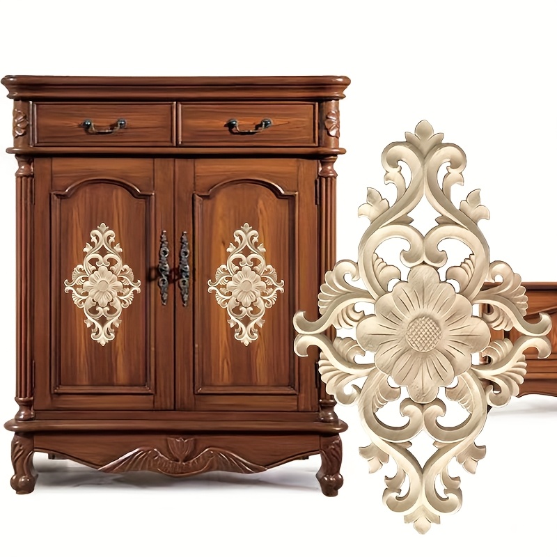 TONYSA 4 Pièces, Appliques En Bois Sculpté, Décalcomanies, Décoration