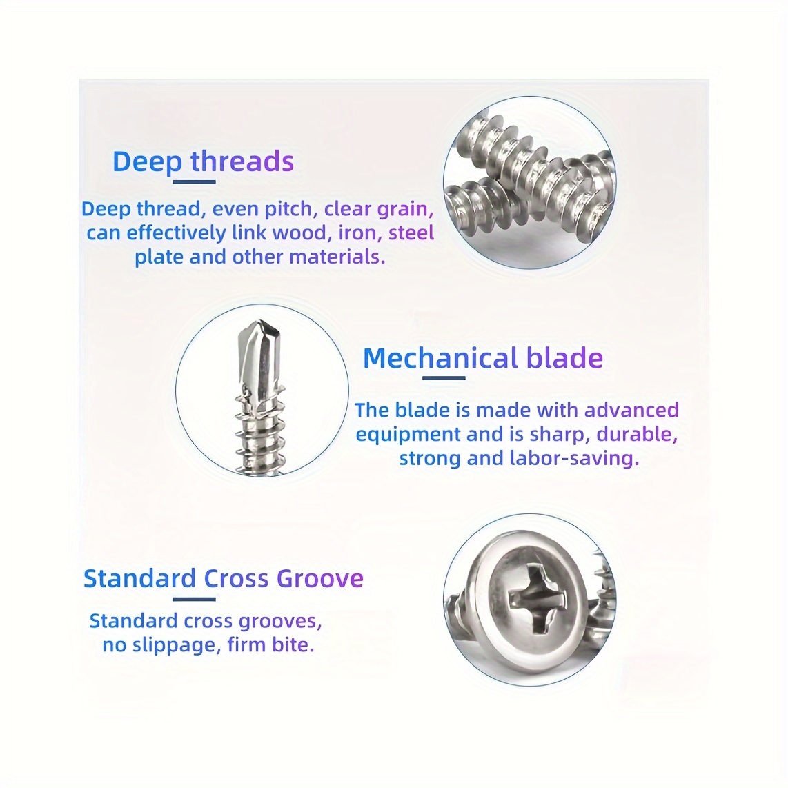 Image of 100pcs Modified Truss Head Self-tapping Sheet Metal Screws, #8 410 Stainless Steel Phillips Fasteners For Cabinet, Repair, Multiple Sizes (1/2" To 1-1/2")
